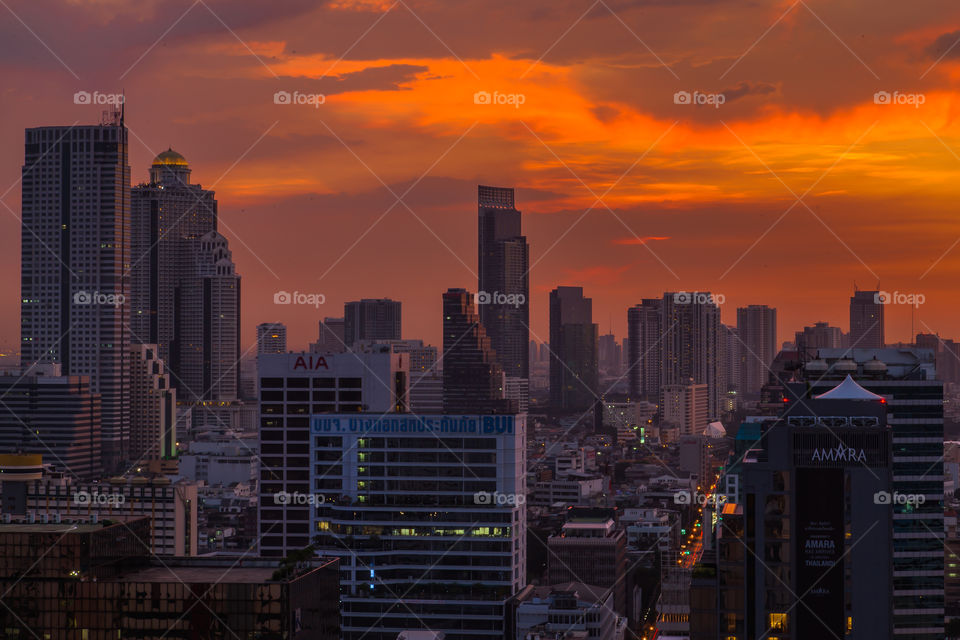 View of city during sunset