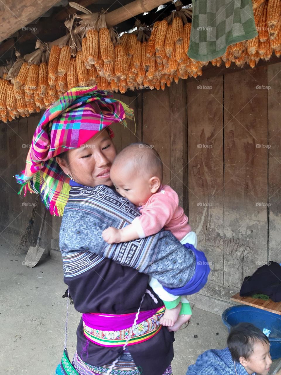 H'mong Mother and daughter in Mu Cang Chai district ,Yen Bai province of North west Viet Nam