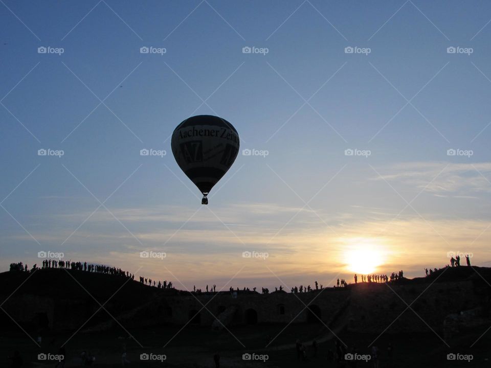 Hot air balloon at sunset