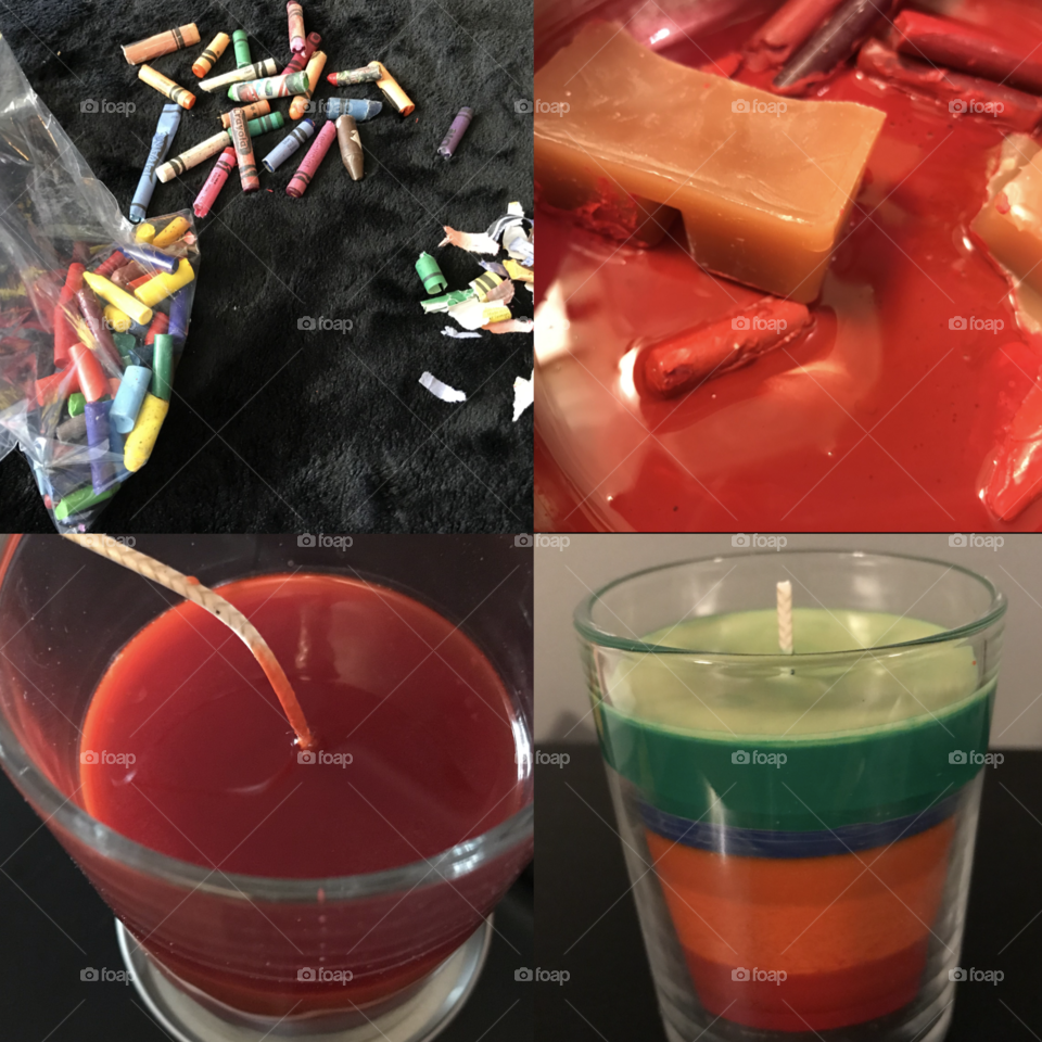 Making candles out of crayons