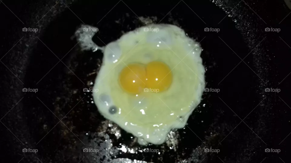A beautiful double yolk in hen