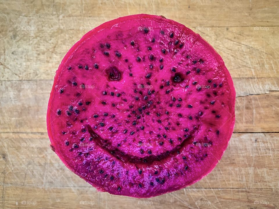 Smile with pitaya fruit