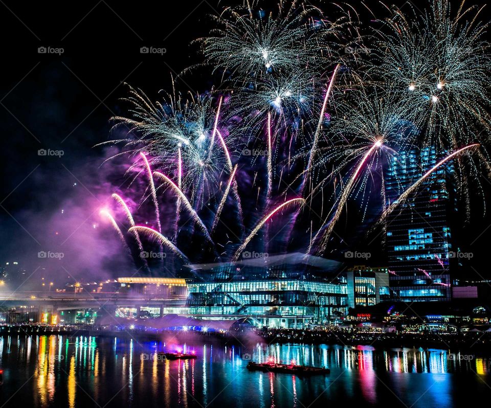 Close-up of firework display in sky