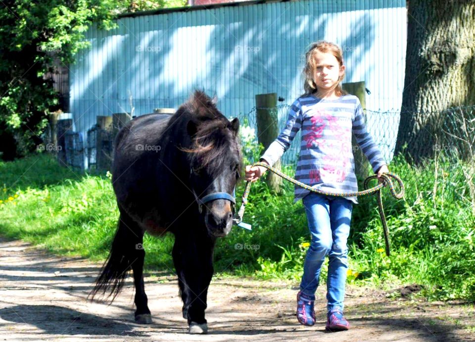 Pony Spaziergang Mädchen