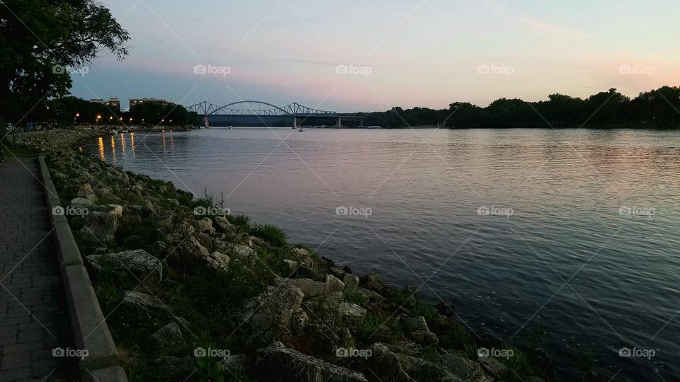 Dusk on the Mississippi River in LaCrosse, WI.