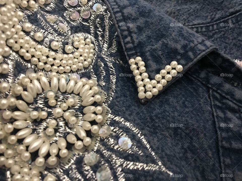 Pearl embellishment on denim #1