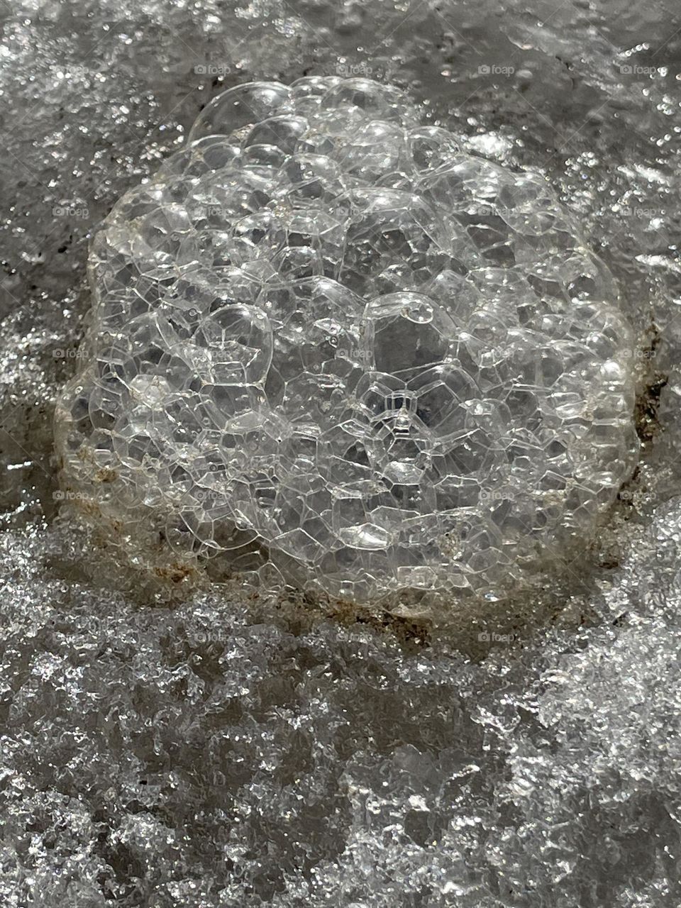 Circles in these bubbles coming up through the ice, in the top 3rd, taken with my iPhone 12