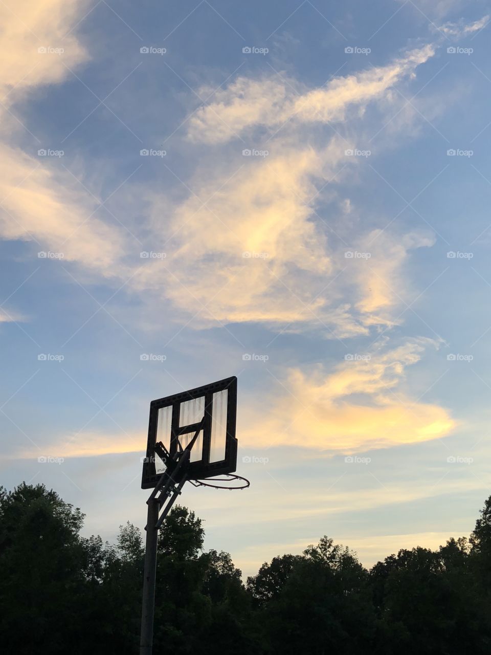 Sunset on the basketball court 