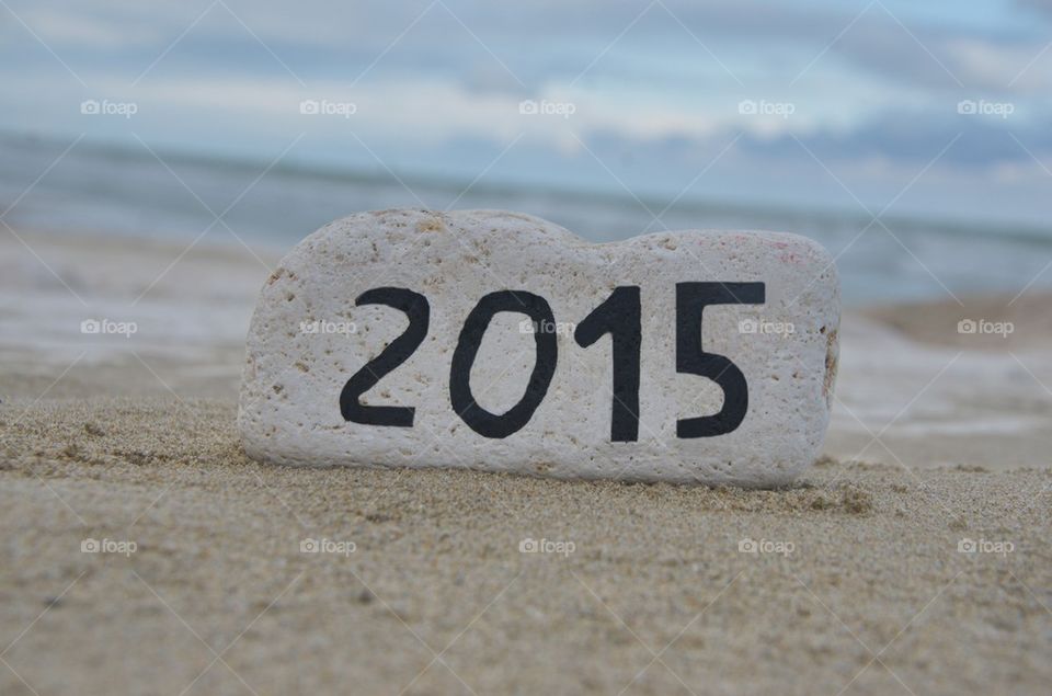 Happy New Year 2015 on a stone