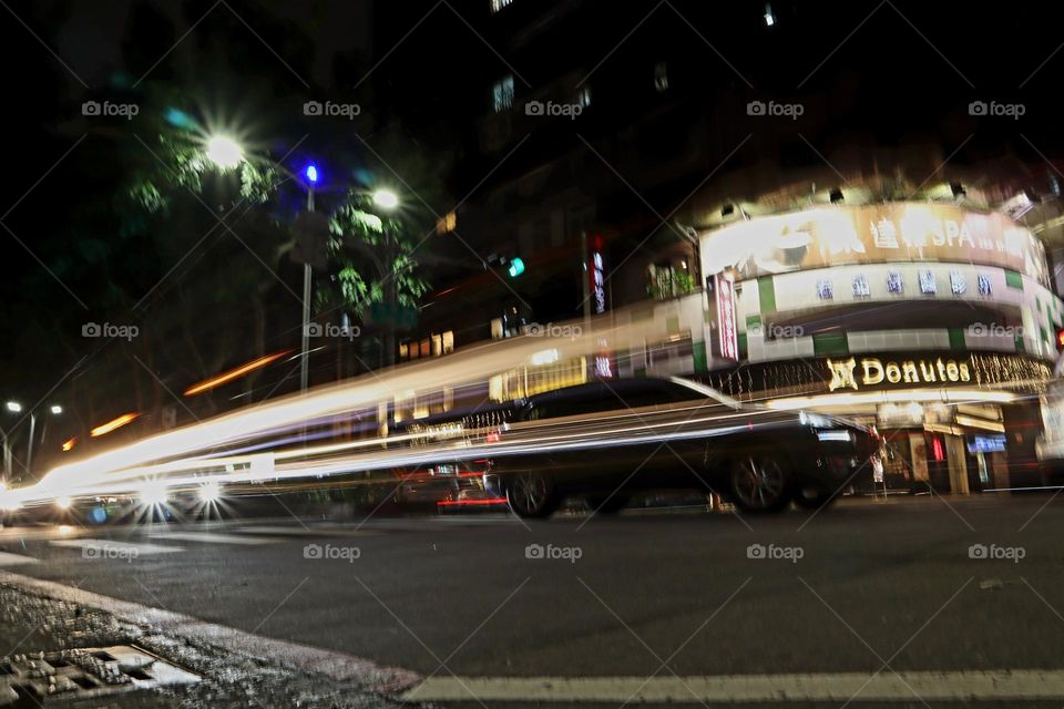 car driving on the road at night