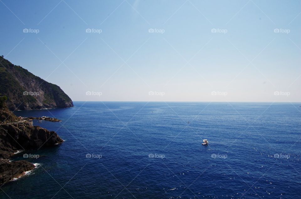 beautiful ocean with mountains in cinque terre Italy