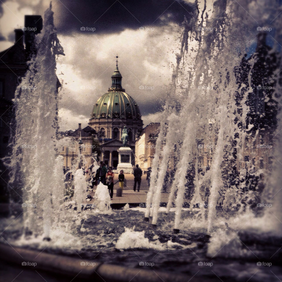 fountain copenhagen denmark the royal palace by delpierista