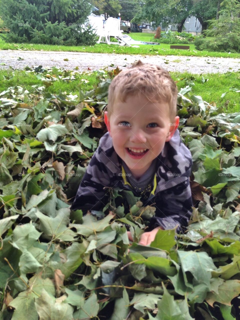 Playing in the leaves 