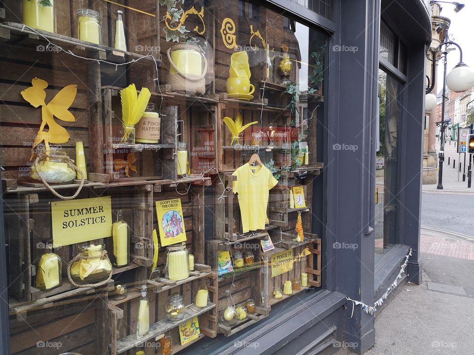 A very yellow window display