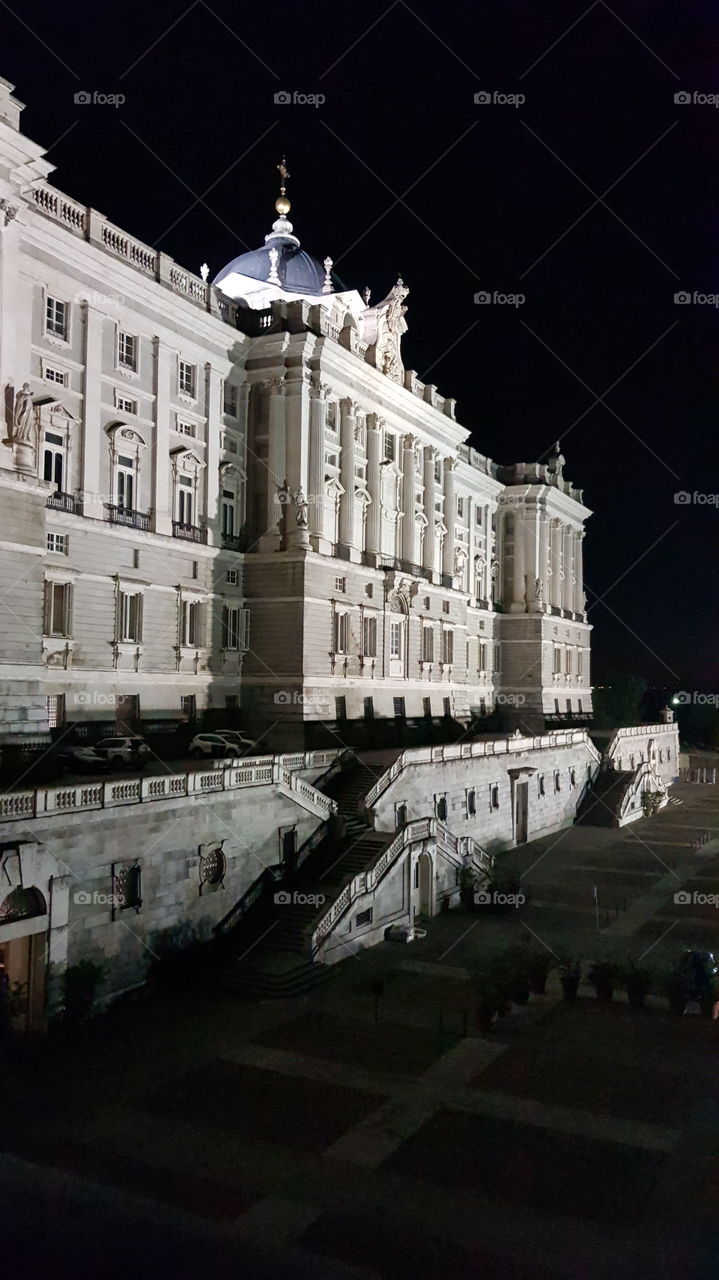Madrid royal palace at night