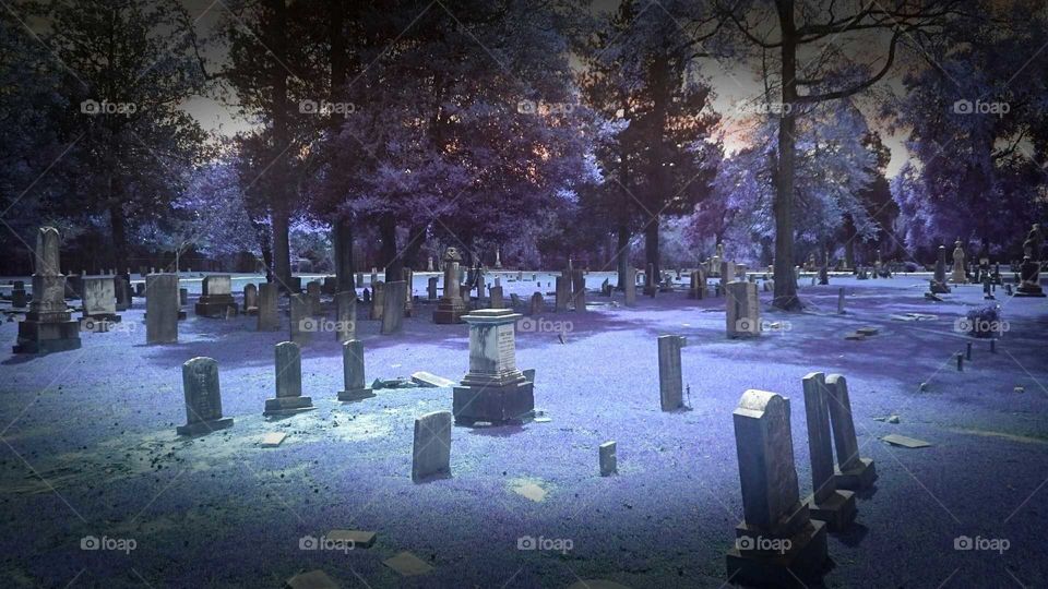 Eerie cemetery.