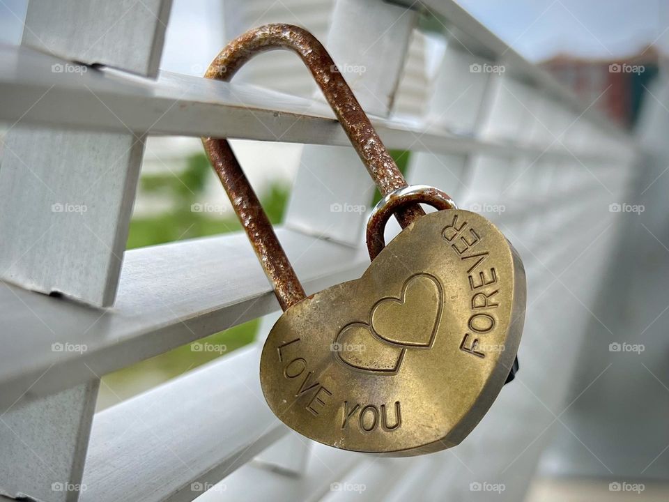 Close up of a cute lock on a bridge in Columbus Ohio 