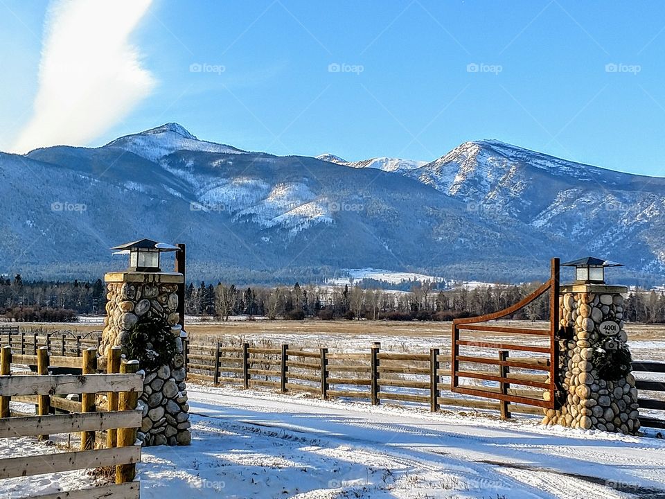 Montana Christmas Mountain Scee