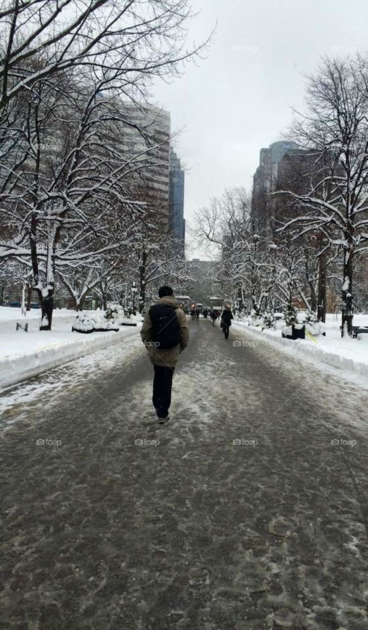 walking in snowy day