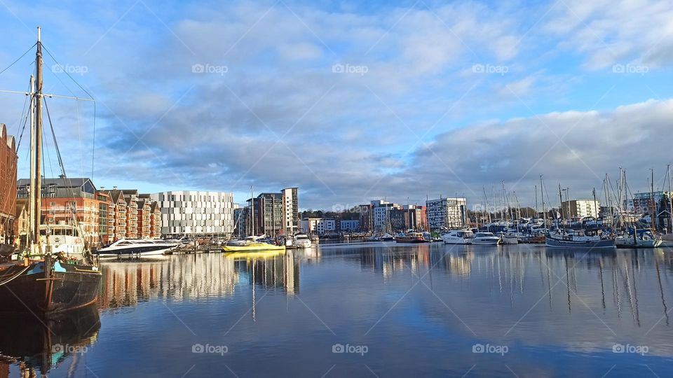 Neptune Marina, before sunset, Ipswich, UK