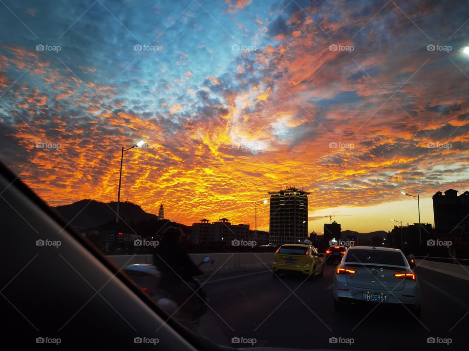 Sunset, sunset, scenery, nature
