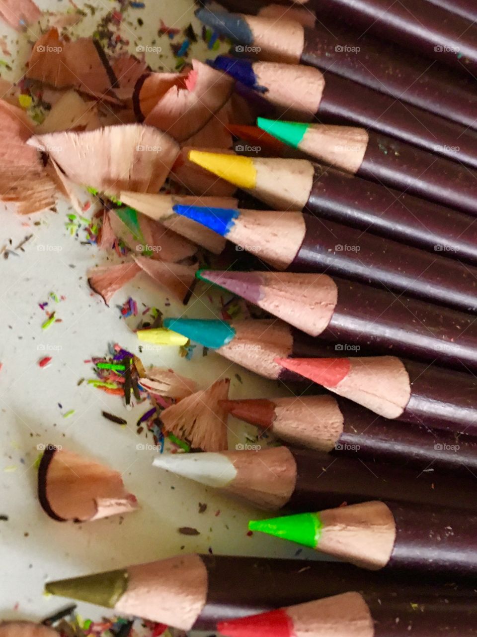 Close-up of sharpened pencils