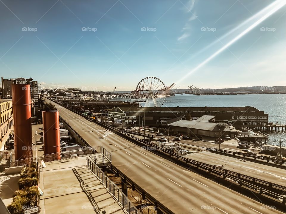 Seattle view Ferris wheel