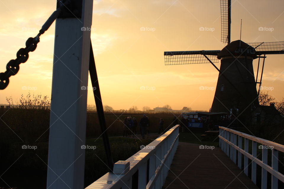 Windmill, Sunset, Wind, Grinder, Landscape