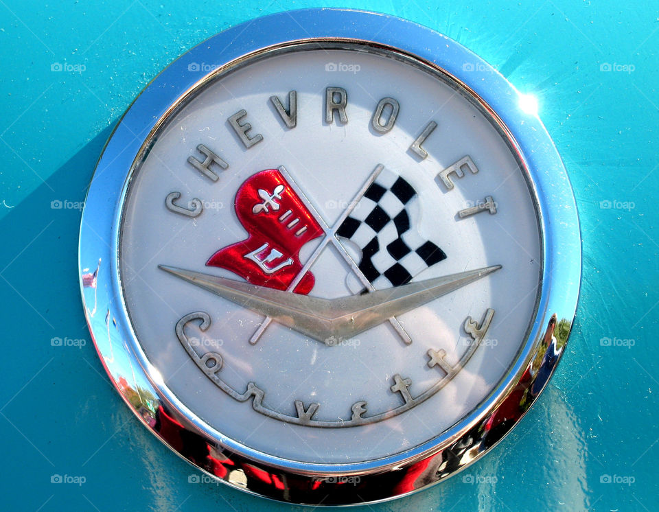 blue chrome chevrolet corvette emblem by vincentm