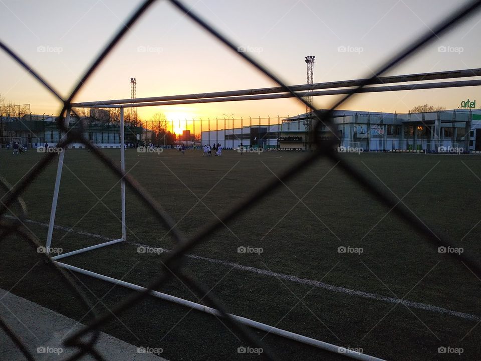 soccer (football) sunset.