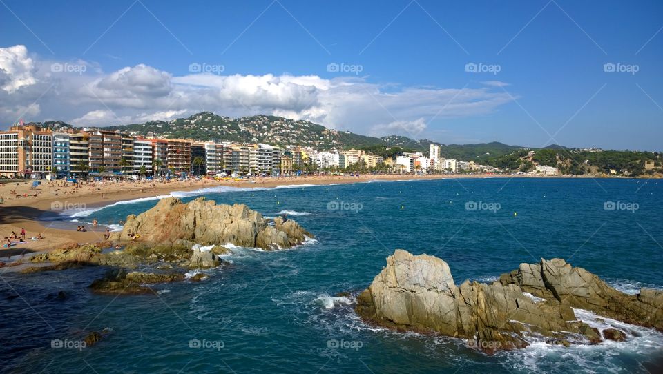 Beach in Lloret de Mar, Spain. Landscape of the beach in Lloret de Mar, Costa Brava, Spain