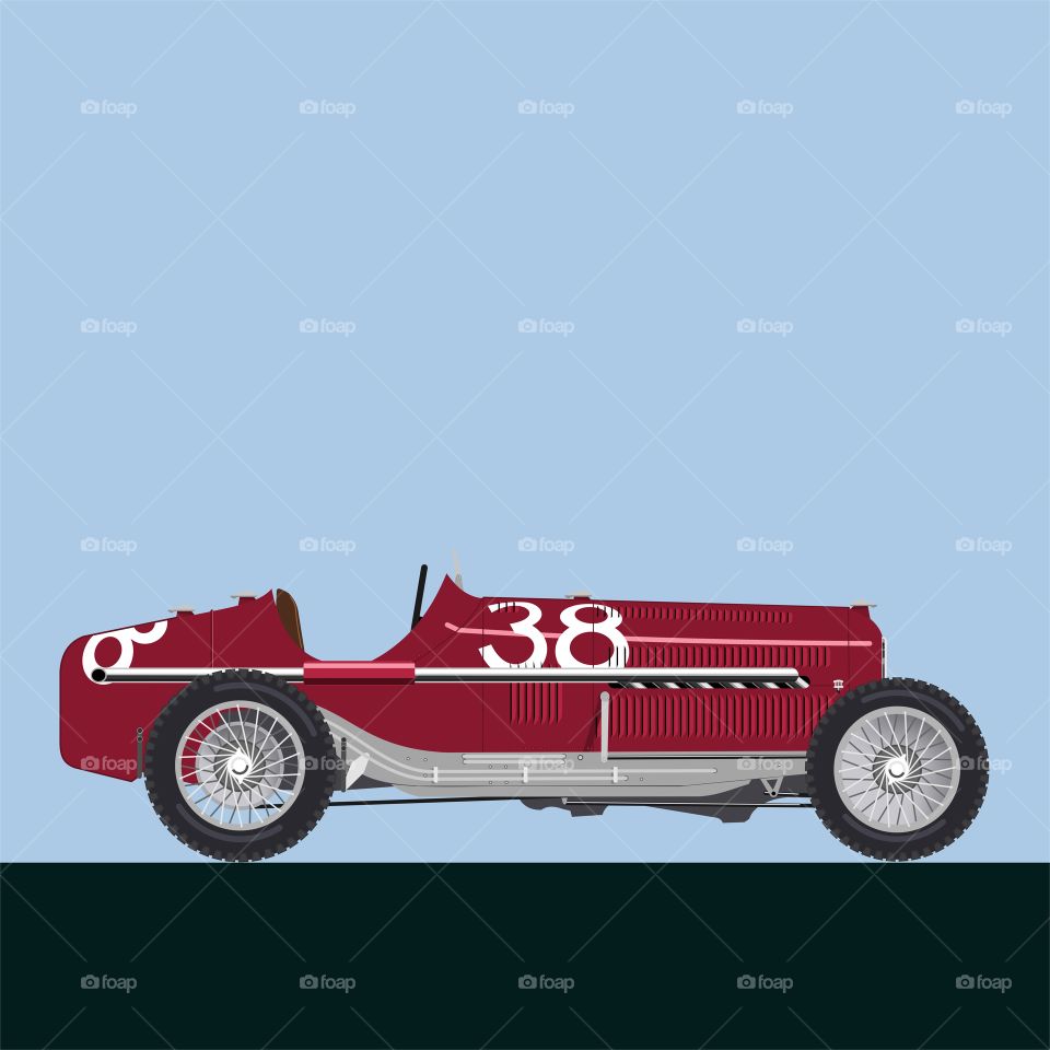 Illustration of an old retro racing car