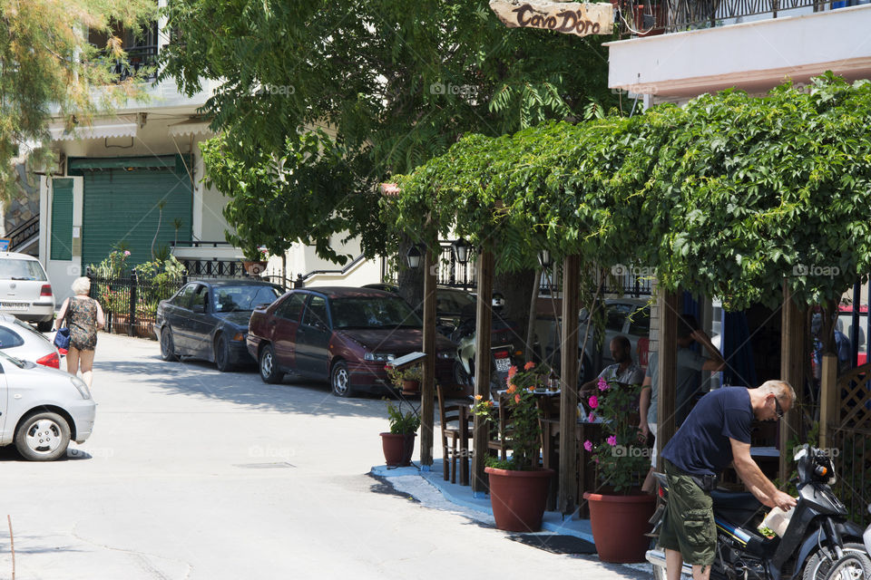 Small greek tavern. Small greek tavern in village of Skala Marion on Thassos island in Greece