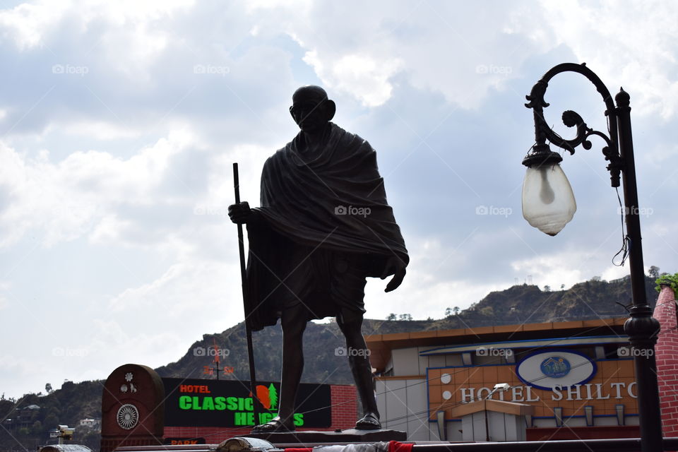 statue of Mahatma Gandhi in Mussoorie