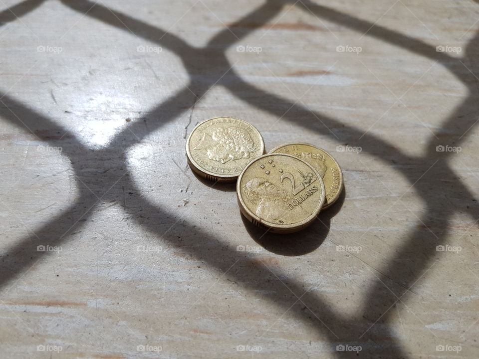 coins on windowsill