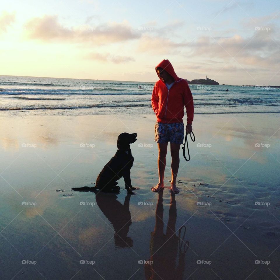 Man and his best friend on the beach!