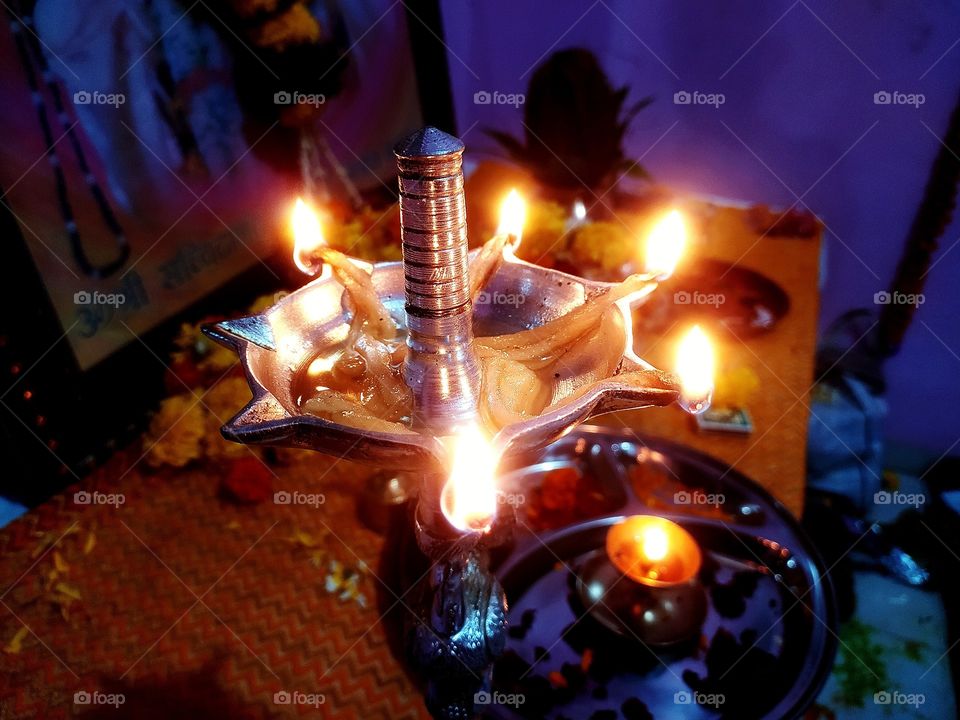 Samai close up View Shot on Camera in satyanarayan Bhagwan puja ceremony