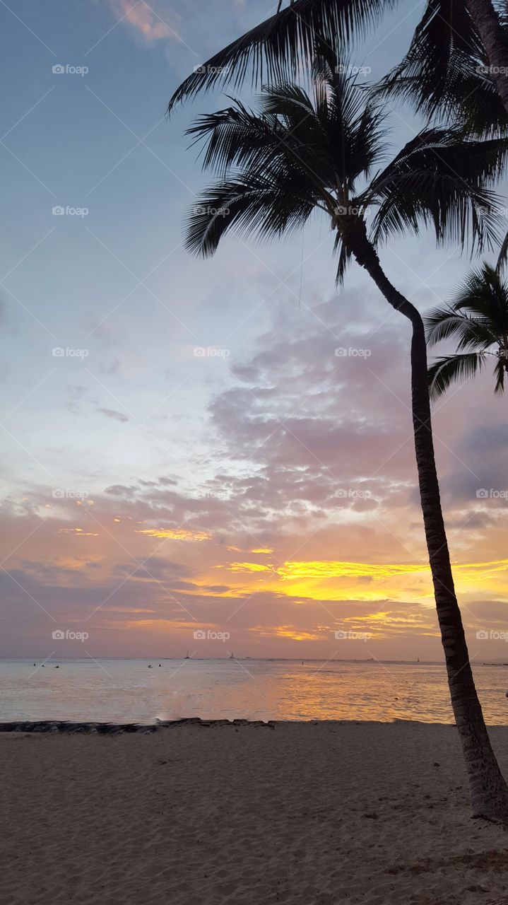 Sunset in Waikiki beach