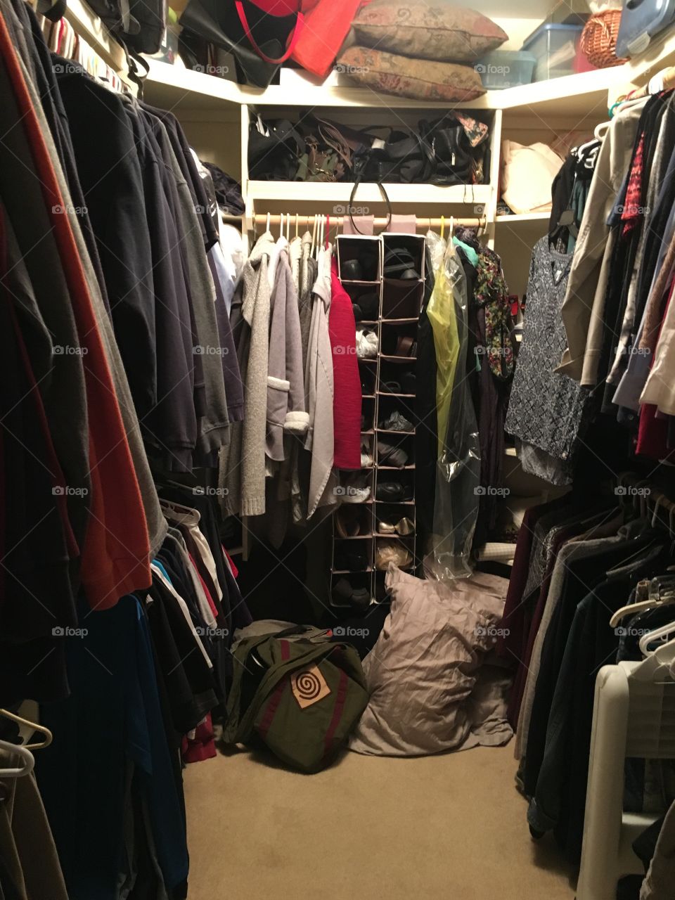 Messy closet.