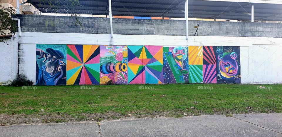 abstract and colorful mural in Avenida Las Delicias Maracay Venezuela