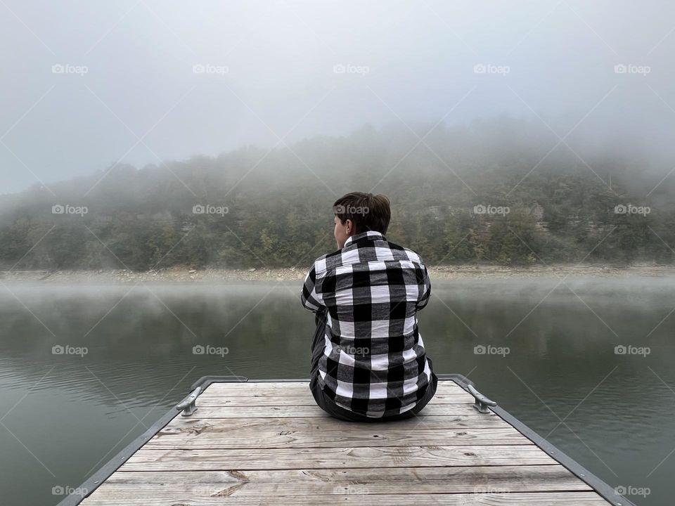 Enjoying the foggy chilly morning on the dock