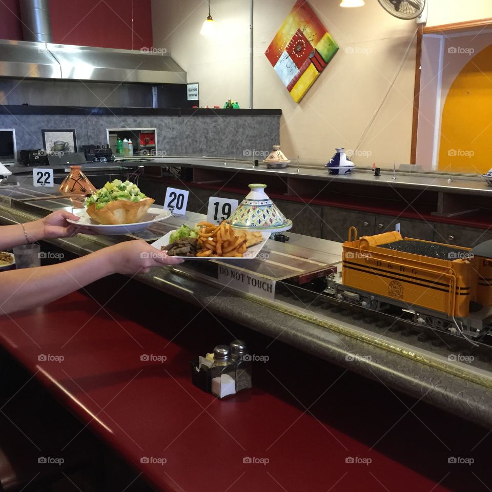 Toy train with your lunch. Toy train with your lunch and  enjoy your meal 