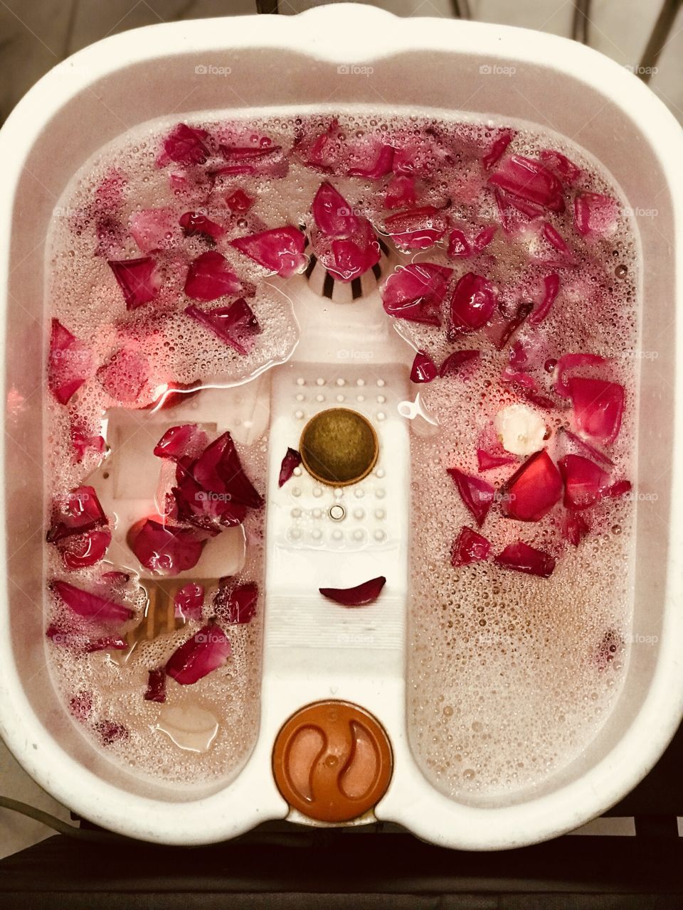 Pedicure foot spa machine with rose petals 