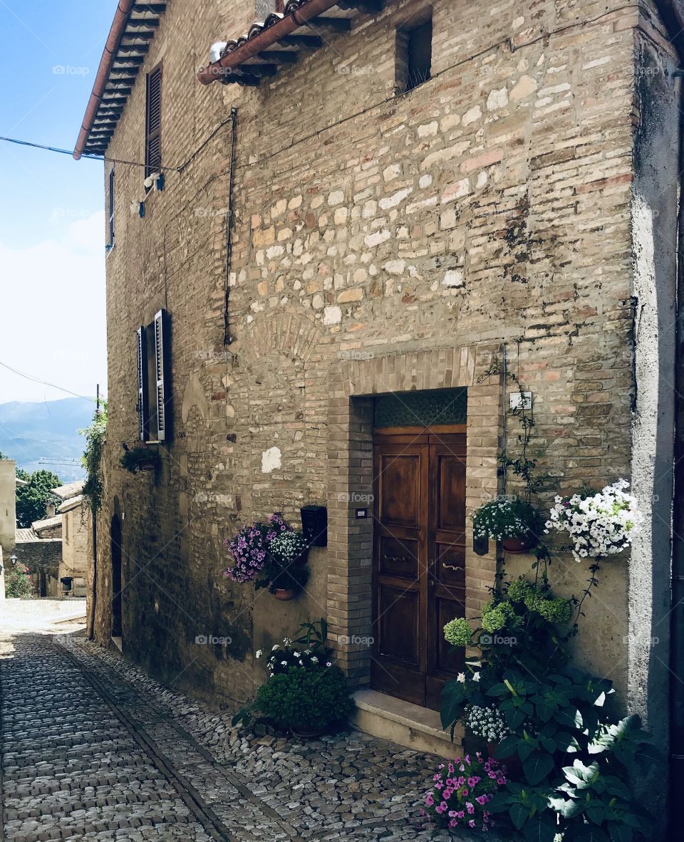 Old house and door in Umbria, Italy 