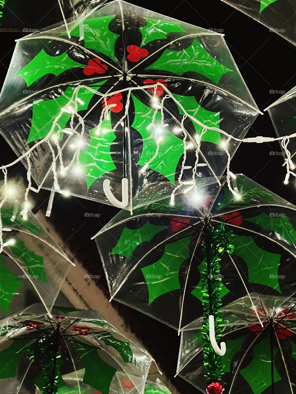 Christmas umbrella lights in Águeda, Portugal 