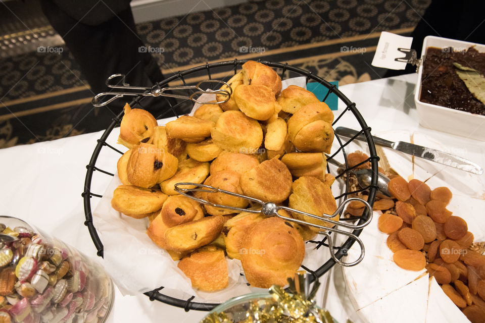 saffron buns on a Christmas buffet.