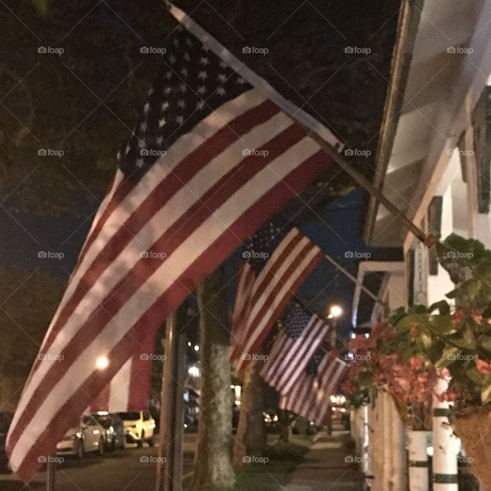 Small Town USA America Flags