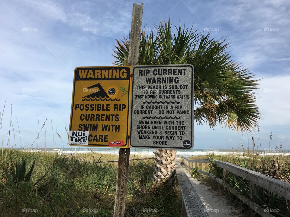 Warning on the beach