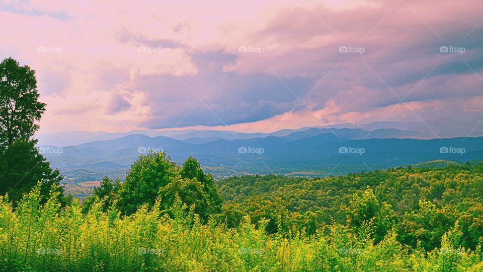 Scenic view of blue ridge mountains