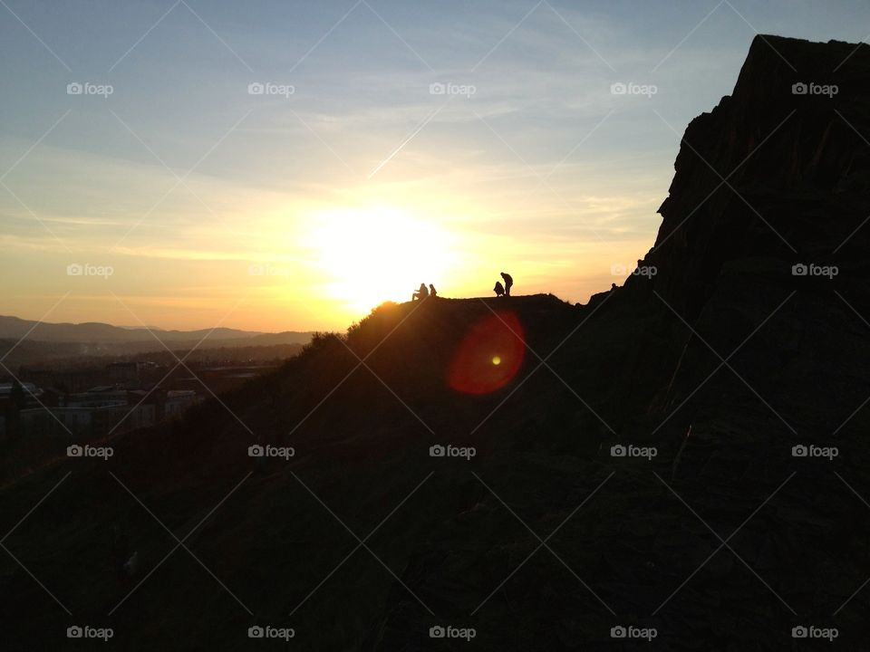 Sunset on Edinburgh . Beautiful sunset